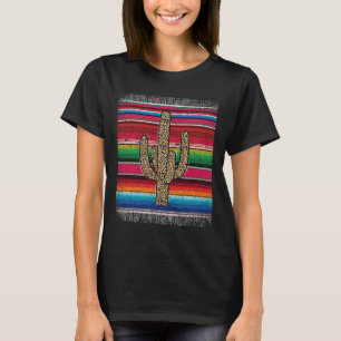Leopard Cactus Mexican Serape Cinco De Mayo Women  T-Shirt
