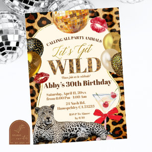Leopard Calling All Party Animals Wild Adult Birth Invitation