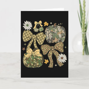 Leopard Camo Coquette Bow Pumpkin Thanksgiving Rus Card