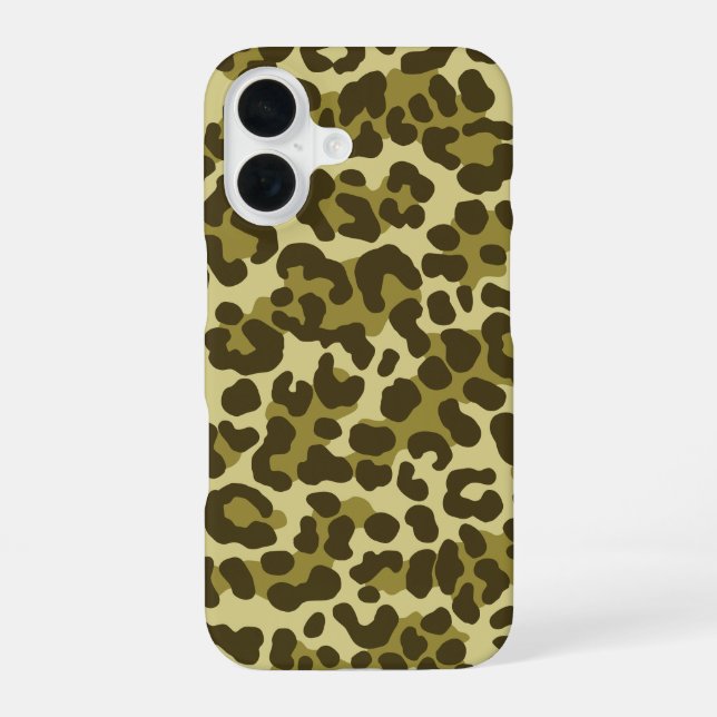 Leopard Camo Green iPhone 16 Case (Back)