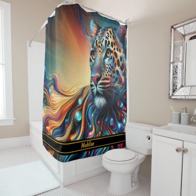 Leopard Charm: Majestic Jungle Escape Shower Curtain (In Situ)