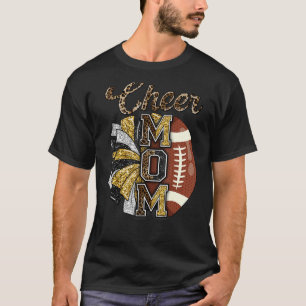Leopard Cheer Mum And Football Mum Game Day Footb T-Shirt