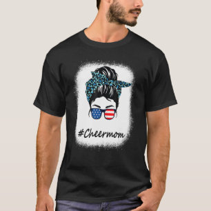 Leopard Cheer Mum Messy Bun Mother's Day T-Shirt