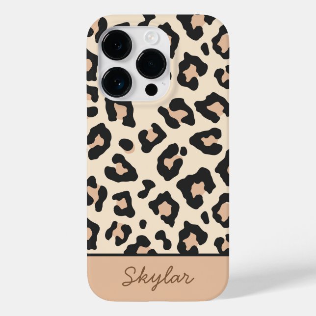 Leopard Cheetah Animal Print Custom Cursive Name Case-Mate iPhone Case (Back)