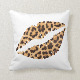Leopard Cheetah Animal Print Mouth Lips Cushion
