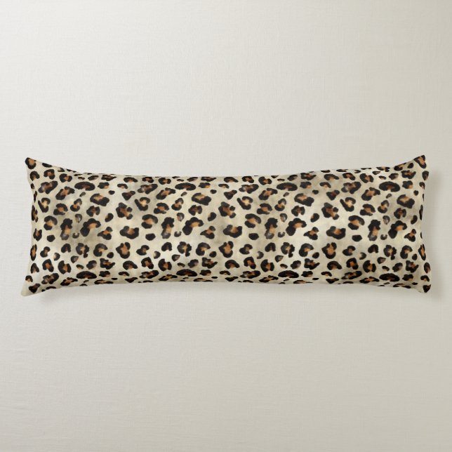 Leopard Cheetah Animal Print Pattern Beige Brown Body Cushion (Front)