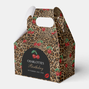 Leopard Cheetah Animal Print Red Cherries Favour Box