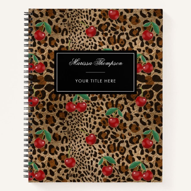Leopard Cheetah Animal Print Red Cherry Pattern Notebook (Front)