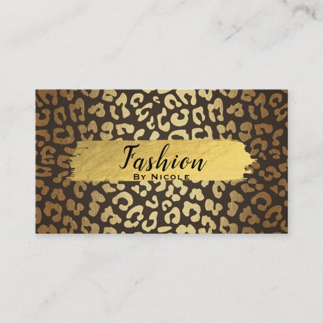 Leopard Cheetah Animal Skin Print Glam Modern Business Card (Front)