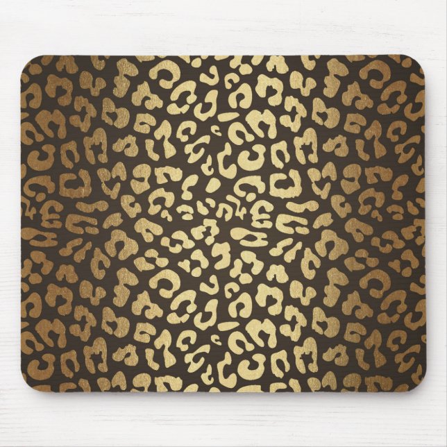 Leopard Cheetah Animal Skin Print Modern Glam Gold Mouse Pad (Front)