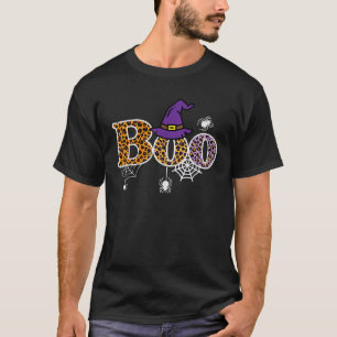 Leopard Cheetah Boo Witch Spider Halloween Costume T-Shirt