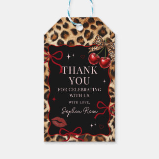 Leopard Cheetah Cherry Birthday Gift Tags