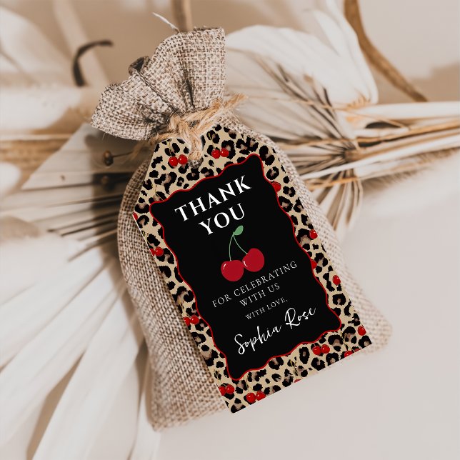 Leopard Cheetah Cherry Birthday Gift Tags (Creator Uploaded)