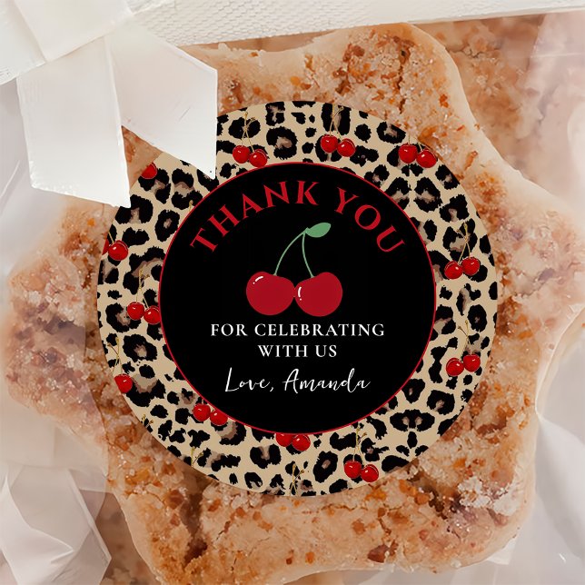 Leopard Cheetah Cherry Birthday Sticker (Creator Uploaded)