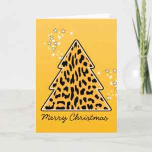 Leopard cheetah Christmas Tree Greeting Card