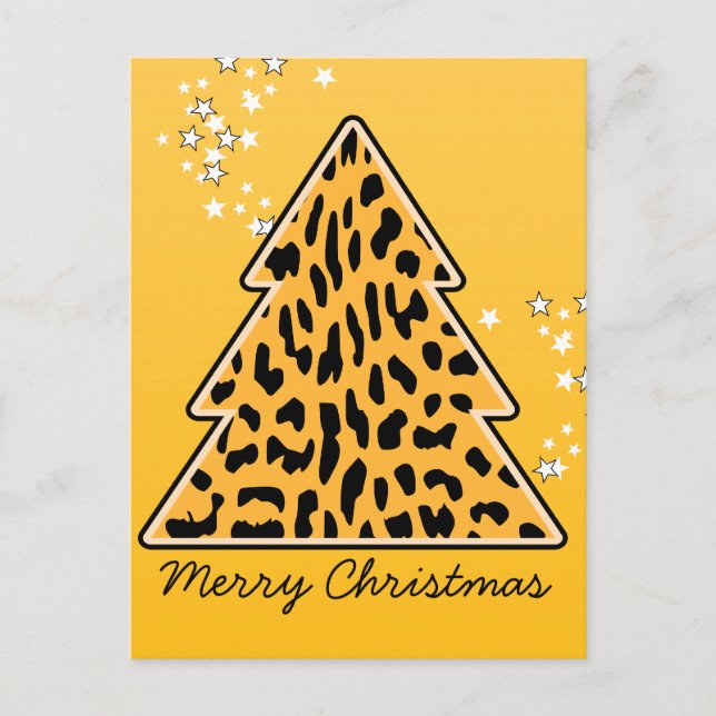 Leopard cheetah Christmas Tree Postcard (Front)