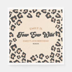 Leopard Cheetah Four Ever Wild 4th Birthday Party Napkin