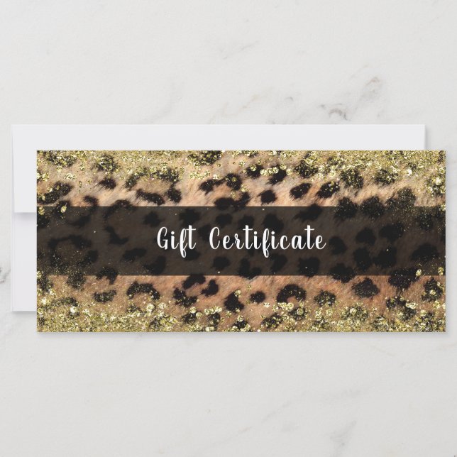 Leopard Cheetah Gold Glitter Glam Gift Certificate (Front)
