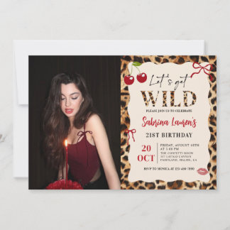Leopard Cheetah Let’s Get Wild Birthday Photo Invitation