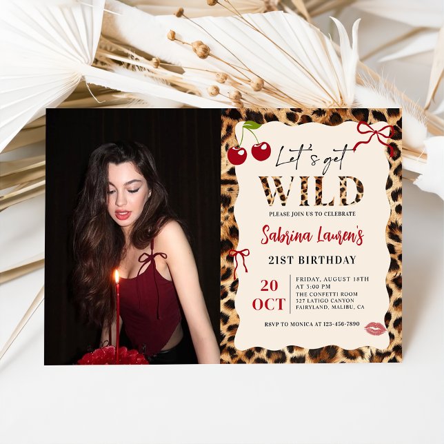 Leopard Cheetah Let’s Get Wild Birthday Photo Invitation (Creator Uploaded)