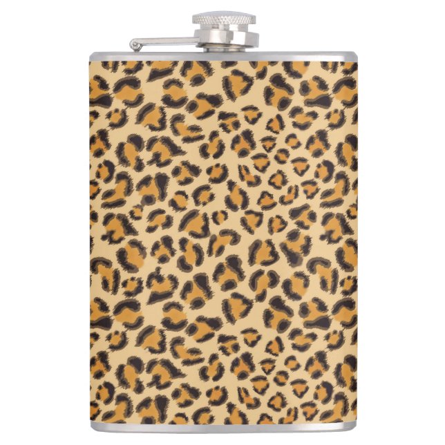 Leopard cheetah pattern   hip flask (Front)