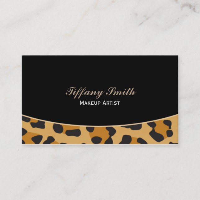 Leopard Cheetah Print Black Business Card (Front)