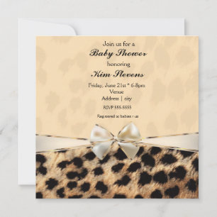Leopard Cheetah Print Bow Party Shower Invitation
