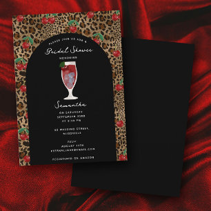Leopard Cheetah Print Cherry Bridal Shower Invitation