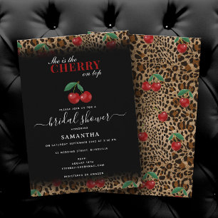 Leopard Cheetah Print Cherry On Top Bridal Shower Invitation
