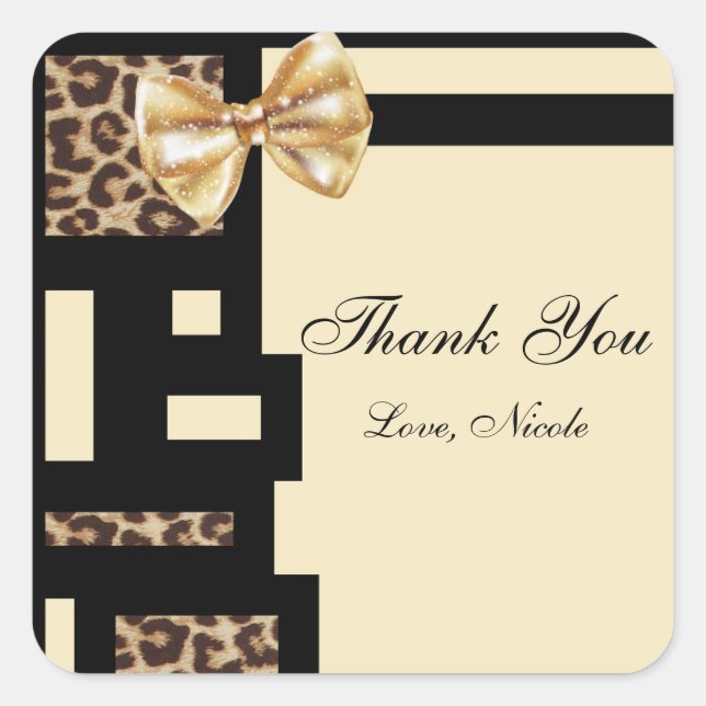 Leopard Cheetah Print Colour Block Sticker Label (Front)
