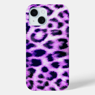 Leopard Cheetah Print Faux Fur pink iPhone 15 Case