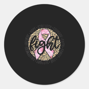 Leopard cheetah print fight breast cancer classic round sticker
