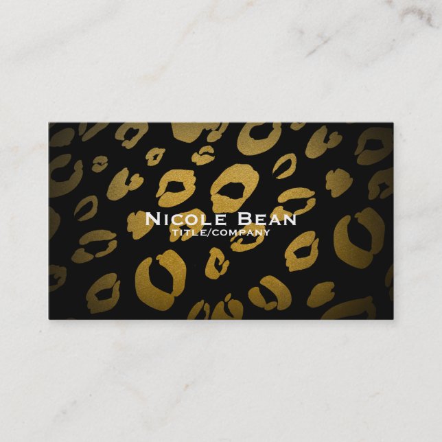 Leopard Cheetah Print Gold & Black Business Card (Front)