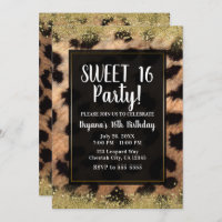 Leopard Cheetah Print Gold Glitter Birthday Party