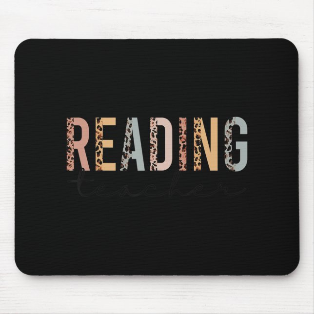 Leopard Cheetah Print Reading Teacher Fun Back To  Mouse Pad (Front)