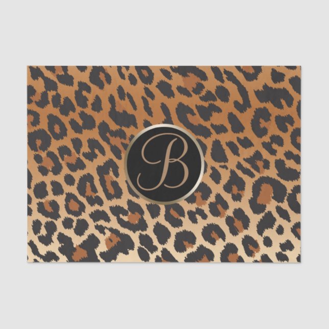 Leopard Cheetah Print Spot Monogram Letter Initial Tissue Paper (Front)