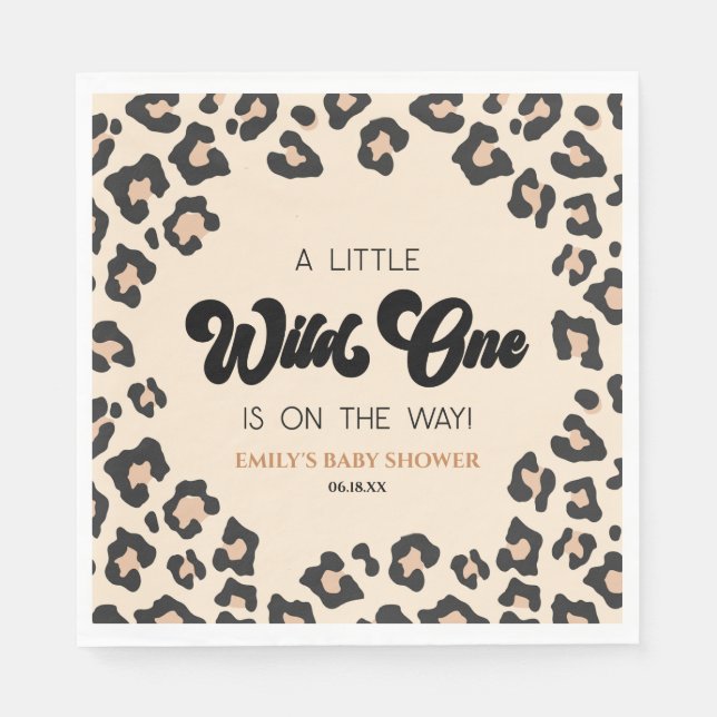 Leopard Cheetah Print Wild One Baby Shower Napkin (Front)