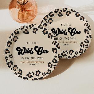 Leopard Cheetah Print Wild One Baby Shower Paper Plate