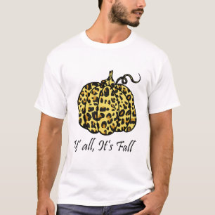 Leopard Cheetah Pumpkin Animal Fall Autumn Cute Ca T-Shirt