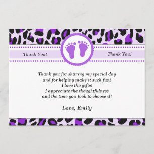 Leopard Cheetah Thank You Card Purple
