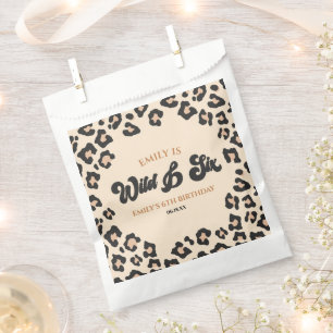 Leopard Cheetah Wild and Six 6th Birthday Party Favour Bag