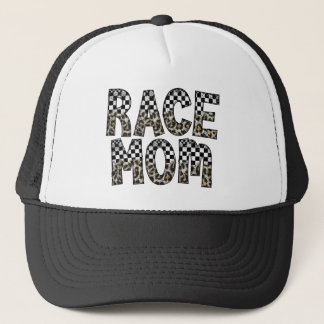 Leopard Chequered Flag Print Race Mum Trucker Hat