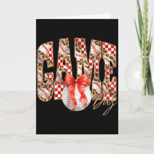 Leopard chequered game day baseball coquette bowLe Card