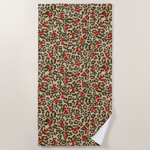 leopard cherries  beach towel