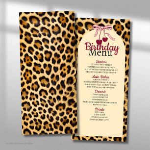 Leopard Cherry Pink Bow Birthday  Menu