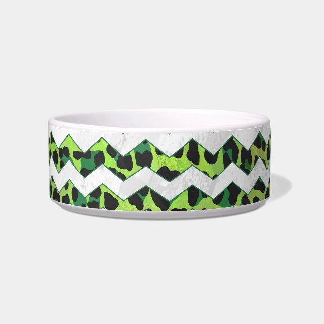 Leopard Chevron Black and Green Print Bowl (Right)