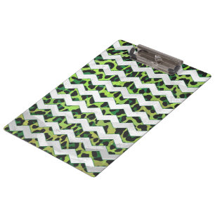 Leopard Chevron Black and Green Print Clipboard
