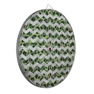 Leopard Chevron Black and Green Print Dartboard