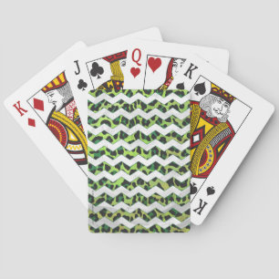 Leopard Chevron Black and Green Print Playing Cards