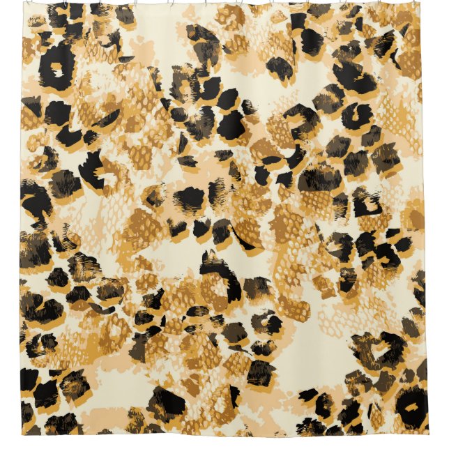Leopard Chic: Vintage Pattern Elegance. Shower Curtain (Front)
